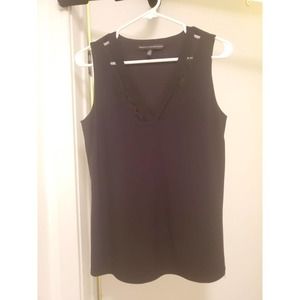 Women's White House Black Market Lace Detail V Neck Smooth Tank Top Sz Small